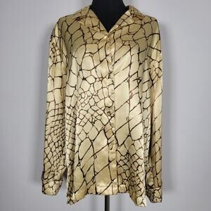 Vintage Victoria’s Secret Satin Snake Print Button Up Pajama Top Medium Luxury
